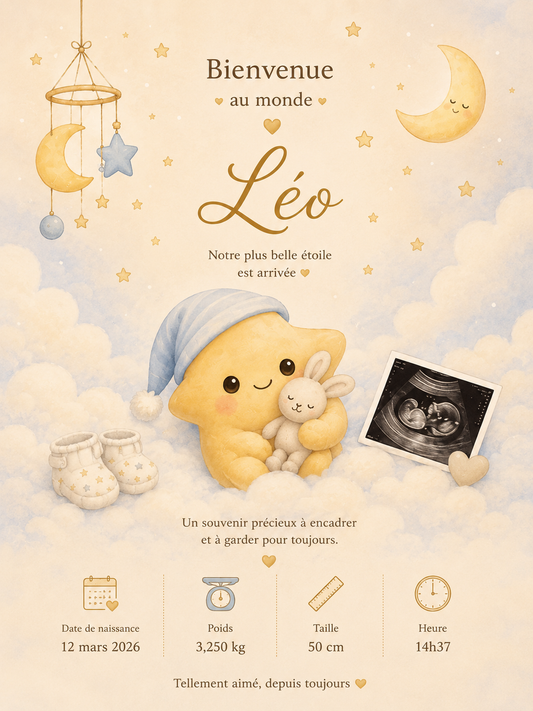 Affiche de naissance personnalisée